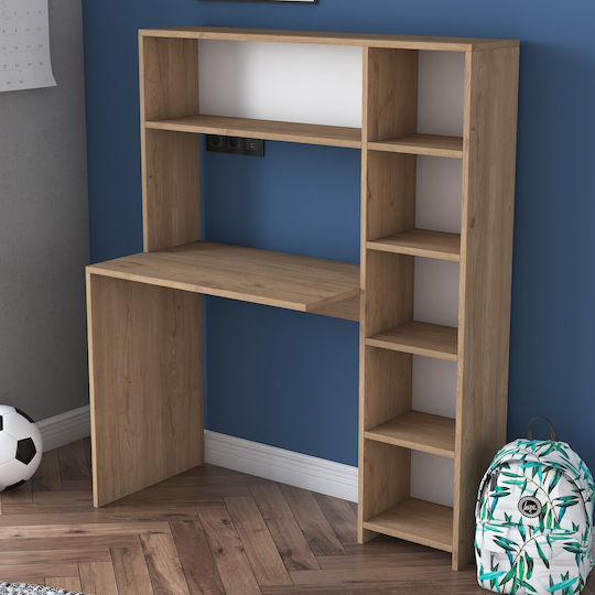 Desk Hake Wooden with Bookcase Oak 113.2x40x141.8cm