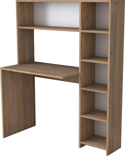 Desk Hake Wooden with Bookcase Oak 113.2x40x141.8cm