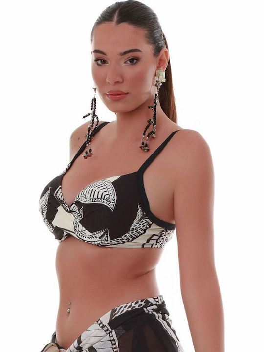 Padded Underwire Bikini Bra Chic Escape with Adjustable Straps Blue