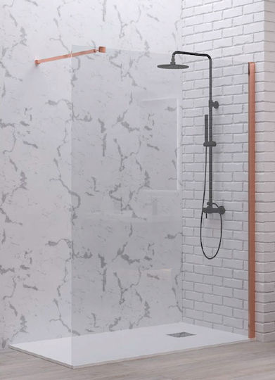 Karag Walkin 1 Σταθερό Πλαϊνό Ντουζιέρας 50x200cm Clear Glass Rose Gold