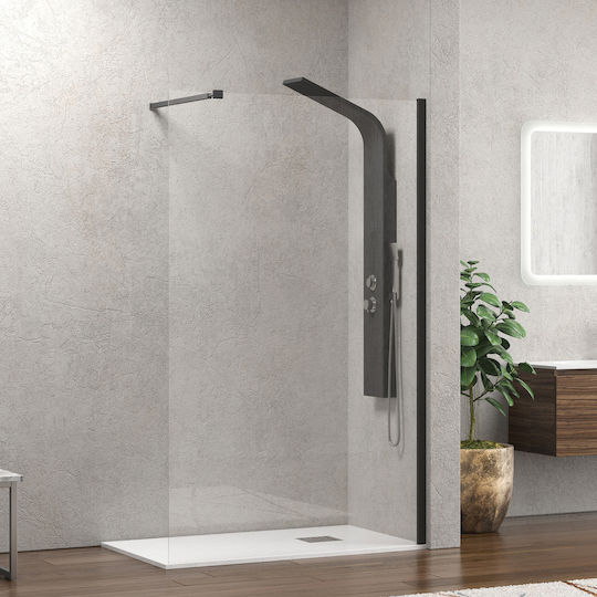 Karag Walkin 1 Σταθερό Πλαϊνό Ντουζιέρας 100x200cm Clear Glass Black Karag Walkin 1 Σταθερό Πλαϊνό Ντουζιέρας 100x200cm Clear Glass Black