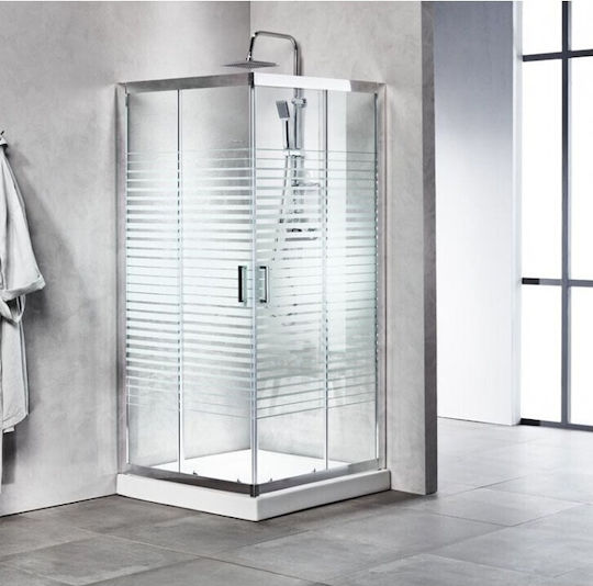 Tema Cabin for Shower with Sliding Door 120x120x180cm Serigrafato Chrome