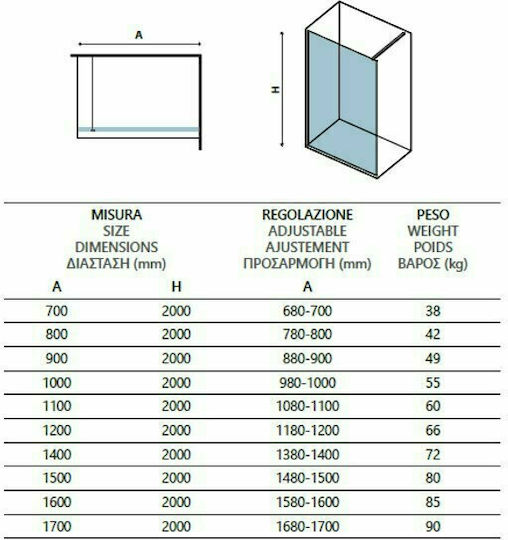 Karag Walkin 1 Fixed Side for Shower 70x200cm Clear Glass Black 5206836056685