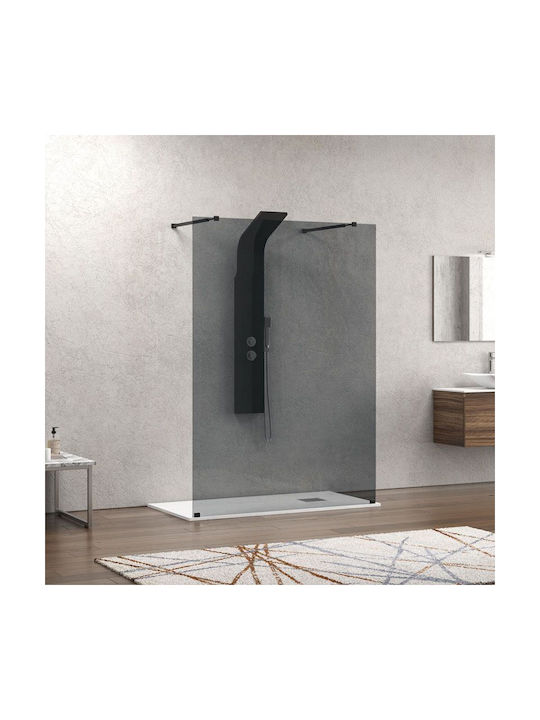 Paravan Fix Pentru Duș Fume Sticlă Walkin 3 Negru Karag 108x200cm