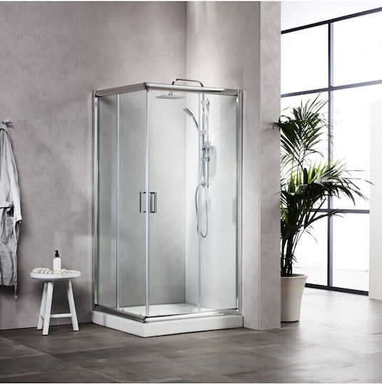 Tema Καμπίνα Ντουζιέρας με Συρόμενη Πόρτα 80x80x180cm Clear Glass Chrome