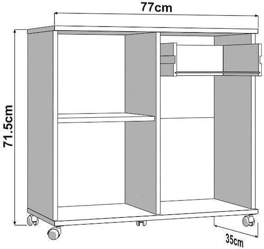 Μπουφές Corby 77 2k Ξύλινος με Συρτάρια Λευκό 77x35x72cm