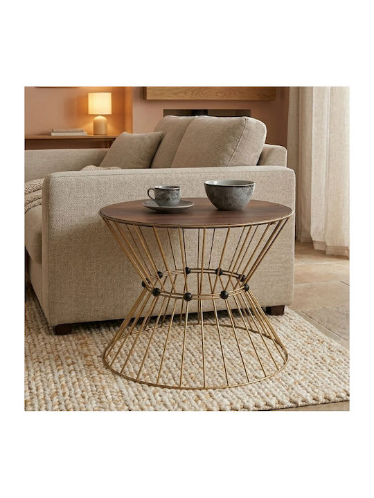 Round Central Coffee Table Girene Wooden Gold 55x55x42 cm GP030-0142