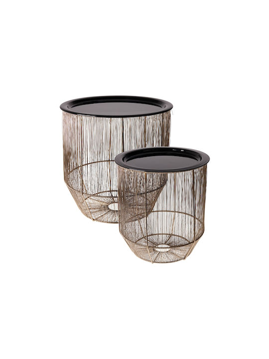 Round Side Table Metal Gold/Black 2 Pieces W35xL35xH35.5cm