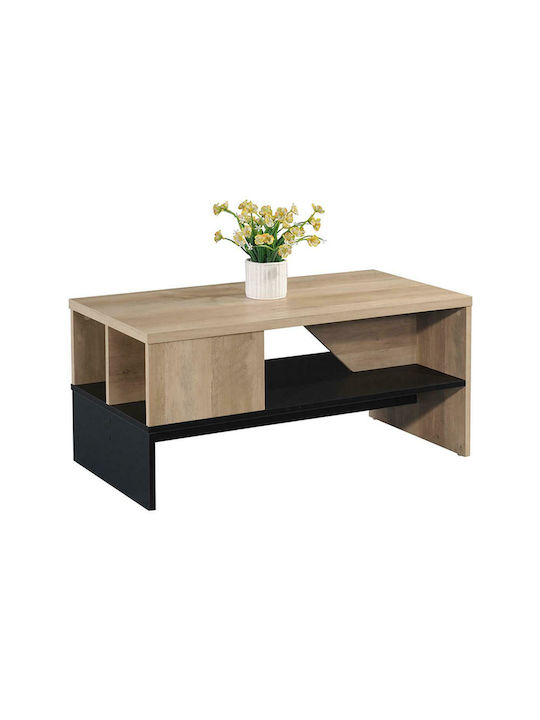 Rectangular Central Coffee Table Naya Wooden Natural / Anthracite W93xL46xH43cm