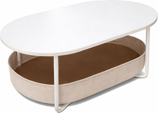 Ovale Zentral Kaffeetisch Holz Beige M100xT45xH55cm