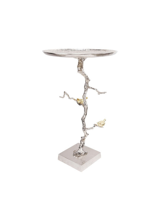 Round Side Table Branch Metal Silver / Gold Details M43xL43xH71cm