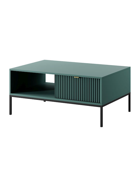 Rectangular Central Coffee Table Nova Wooden with Drawers Green and Black M104xP68xH46cm