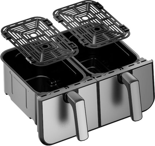 Kraft & Dele Heißluftfritteuse mit Doppeltem Abnehmbaren Behälter 9lt Schwarz KD4180