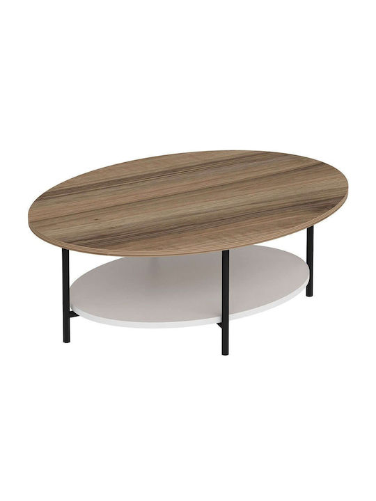 Oval Central Coffee Table Elis Wooden Multicolour M90xP60xH36cm