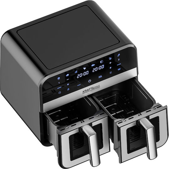 Kraft & Dele Air Fryer с Двойна Подвижна Кошница 9л Черен KD4179