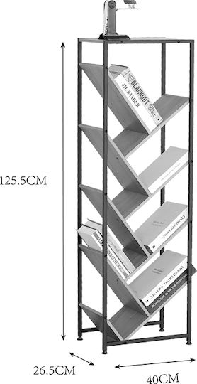 Βιβλιοθήκη Orunta Μαύρο 40x26.5x125εκ.