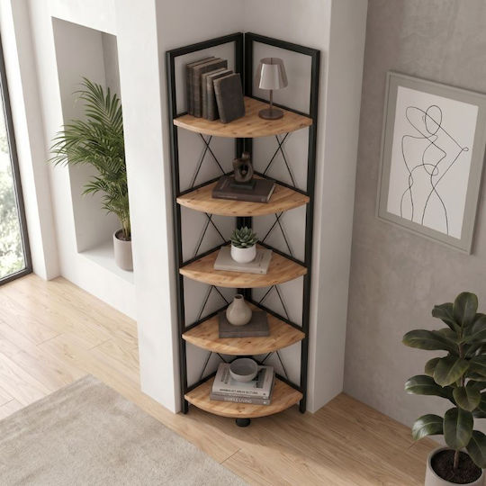 Corner Bookcase Kelsie Black / Pine Oak 33x33x162cm