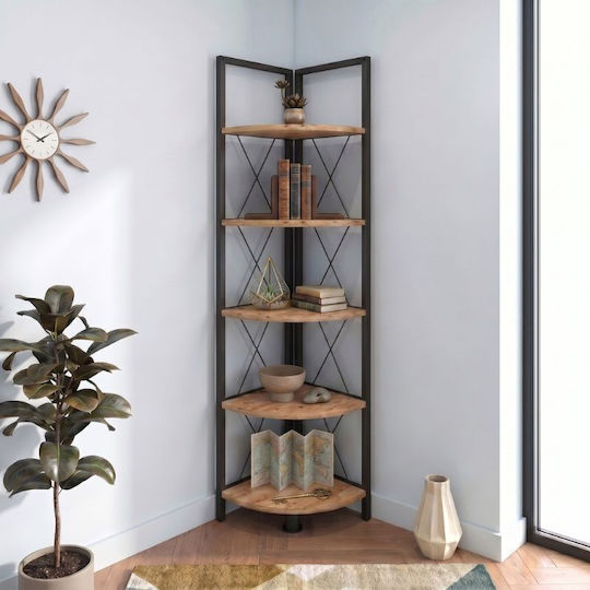 Corner Bookcase Kelsie Black / Pine Oak 33x33x162cm