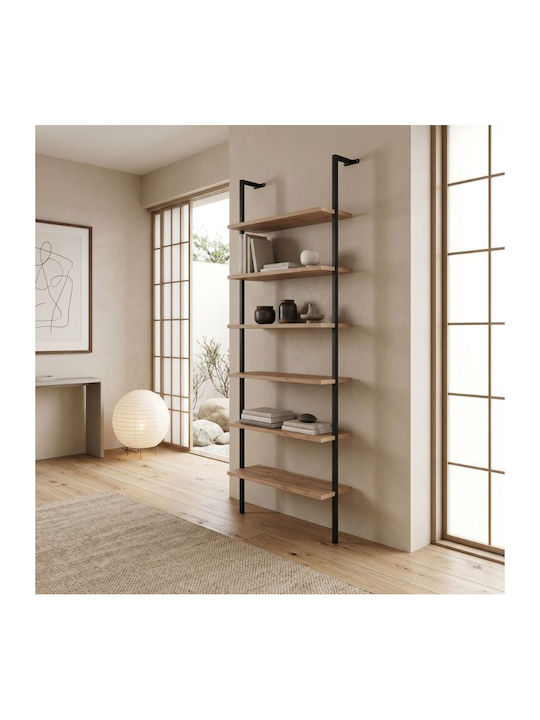 Βιβλιοθήκη Madison Μαύρο / Pine Oak 60x20x183εκ.