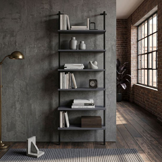 Bookcase Madison Black / Anthracite 60x20x183cm