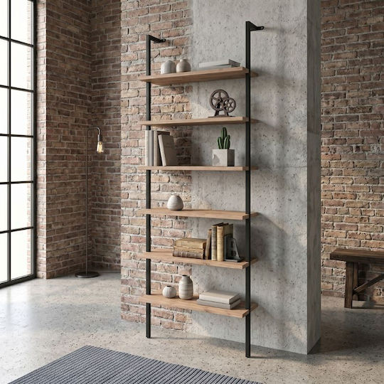 Βιβλιοθήκη Madison Μαύρο / Pine Oak 60x20x183εκ.