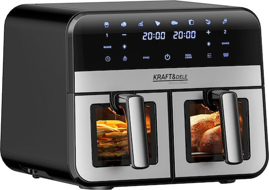 Kraft & Dele Air Fryer с Двойна Подвижна Кошница 9л Черен KD4179