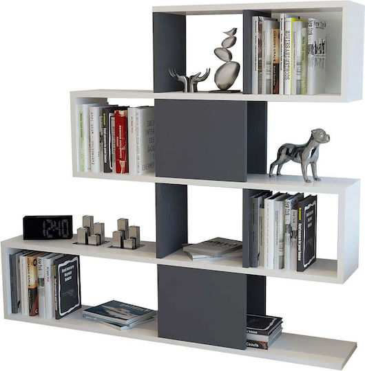Βιβλιοθήκη Karlin White-anthracite 120x19.5x109εκ. Βιβλιοθήκη Karlin White-anthracite 120x19.5x109εκ.