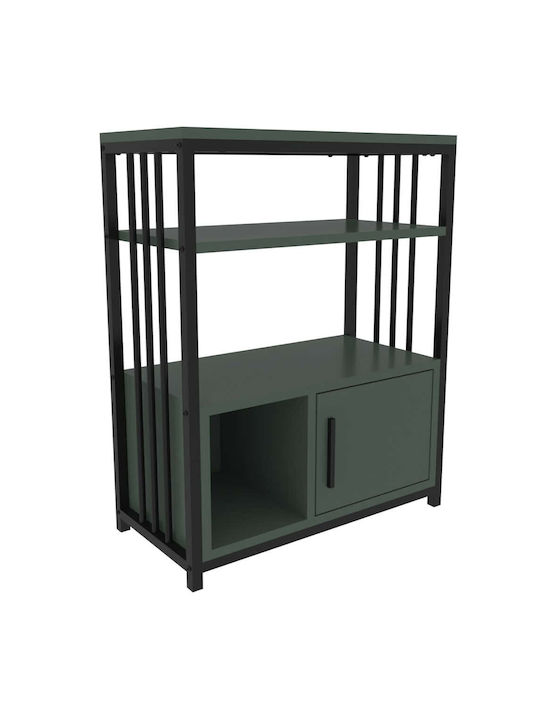 Βιβλιοθήκη Letos Green-black 60x29.6x80εκ.