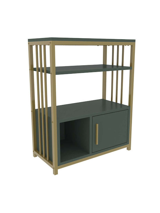 Bookcase Letos Green-Gold 60x29.6x80 cm