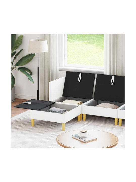 Corner Couch with Storage Space White 280x140x82 cm
