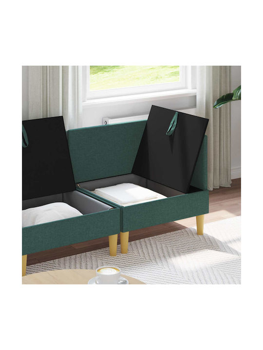 Colțar Canapea cu Spațiu de Depozitare Verde 280x70x82cm