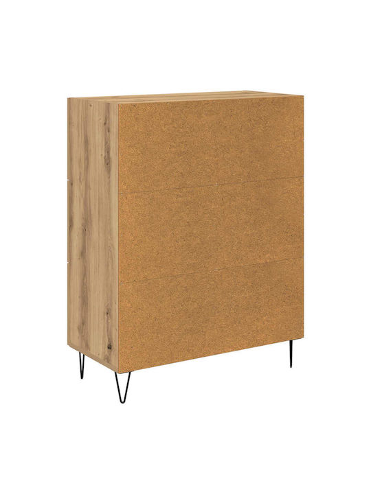 Sideboard aus Holz & Metall mit Schubladen Eiche 69.5x34x90cm