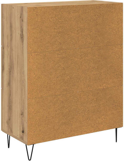 Sideboard aus Holz & Metall mit Schubladen Eiche 69.5x34x90cm