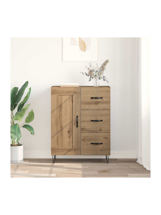 Sideboard aus Holz & Metall mit Schubladen Eiche 69.5x34x90cm