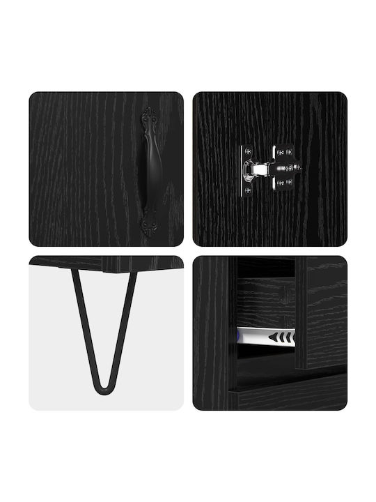 Sideboard aus Holz & Metall mit Schubladen Schwarze Eiche 69.5x34x90cm