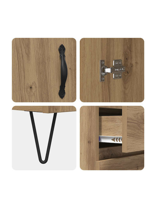 Sideboard aus Holz & Metall mit Schubladen Eiche 69.5x34x90cm