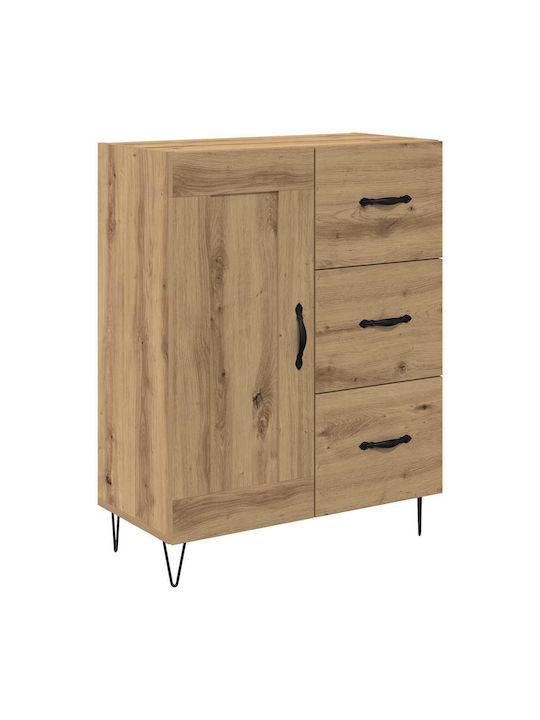 Sideboard aus Holz & Metall mit Schubladen Eiche 69.5x34x90cm