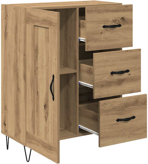 Sideboard aus Holz & Metall mit Schubladen Eiche 69.5x34x90cm