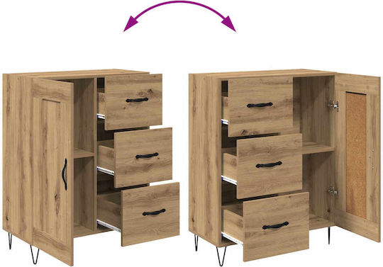 Sideboard aus Holz & Metall mit Schubladen Eiche 69.5x34x90cm