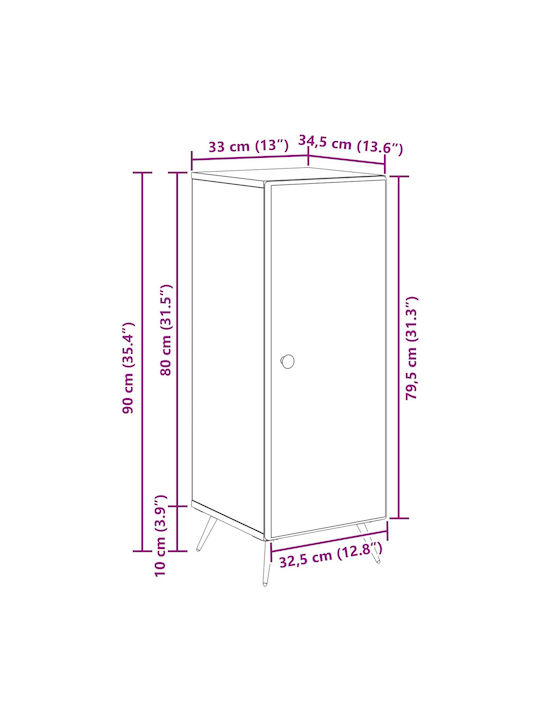 Bufet Din Lemn cu Sertare Gri 33x34.5x90cm