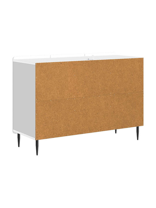 Sideboard aus Holz & Metall mit Schubladen Weiß 89x34.5x62cm