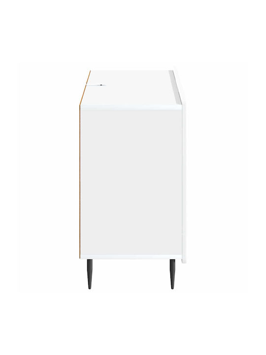 Sideboard aus Holz & Metall mit Schubladen Weiß 89x34.5x62cm