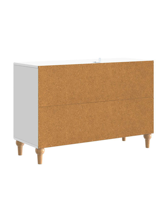 Sideboard aus Holz & Metall mit Schubladen Weiß 89x34.5x60cm