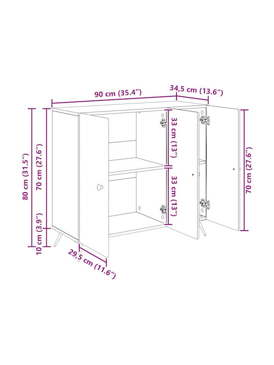 Bufet Din Lemn Alb 89x34.5x80cm
