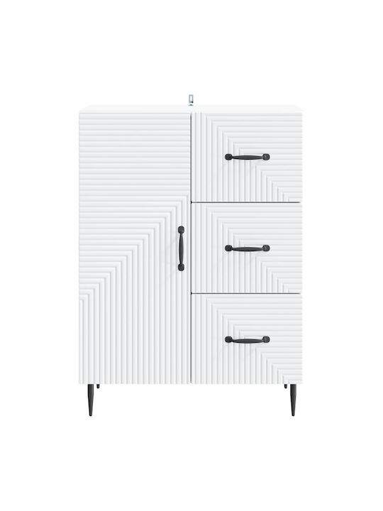 Sideboard from Wood & Metal with Drawers White 66x34.5x89.5cm