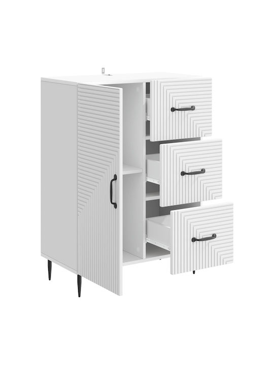 Sideboard from Wood & Metal with Drawers White 66x34.5x89.5cm