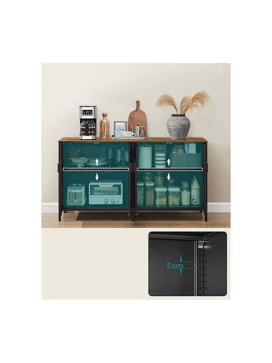 Sideboard from Metal Black - Brown 141x40x76cm