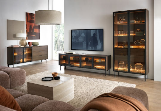 Sideboard Lumi Wooden Walnut 181x39x82cm