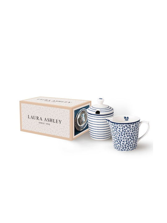 Laura Ashley Blueprints Σετ Γαλατιέρα & Ζαχαριέρα Σερβιρίσματος από Πορσελάνη σε Μπλε Χρώμα 2τμχ