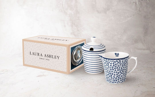 Laura Ashley Blueprints Porcelain Milk Jug - Sugar Bowl Set Blue 2pcs